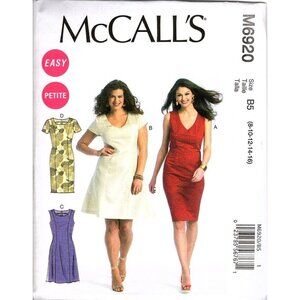 McCall's M6920 Misses or Petite 8 to 16 Easy Fitted Dresses UNCUT Sewing Pattern